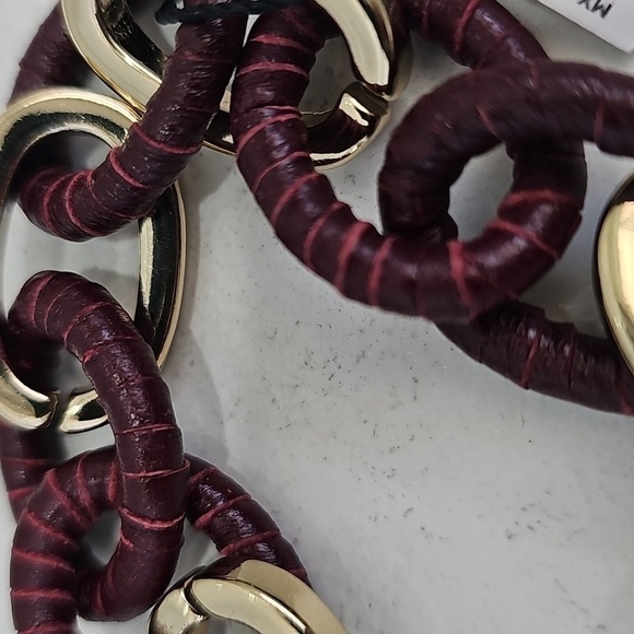 WHBM Genuine Leather Wrapped & Faux Gold Chain Link Bracelet Western Rustic - Picture 6 of 8